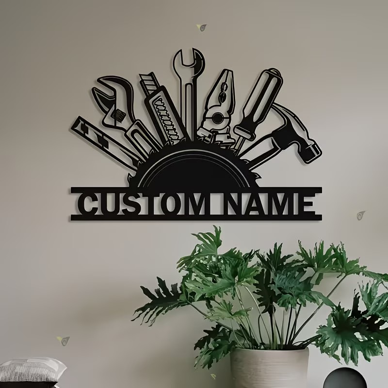 Workshop Tools Name - Decorazione Murale in Metallo Personalizzata -
